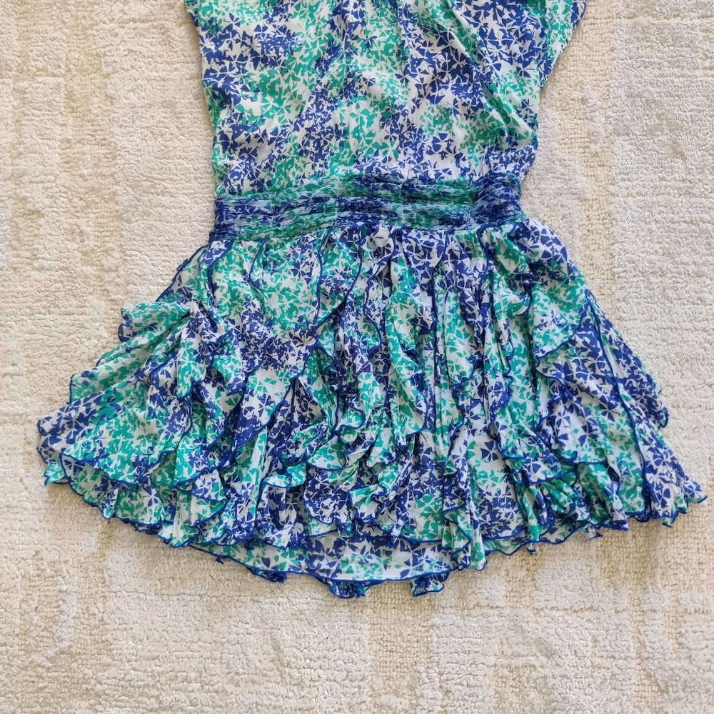 Poupette St. Barth BELINE Fringe v-neck Dress Aqua Size S - Picture 6 of 9
